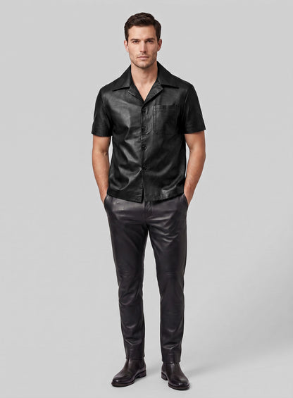 Leather Shirt Half Sleeves #1