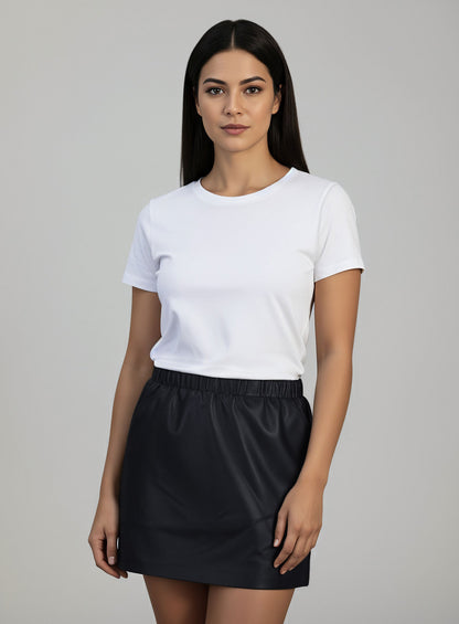 Leather Skirt With Elastic Waist