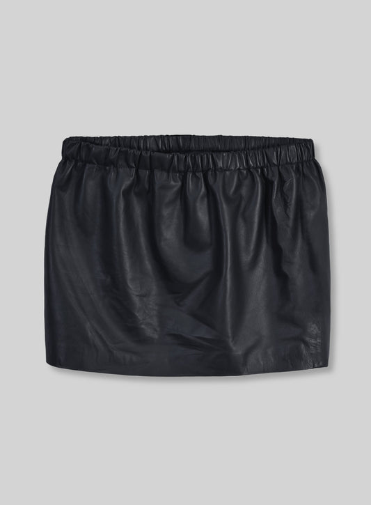 Leather Skirt With Elastic Waist