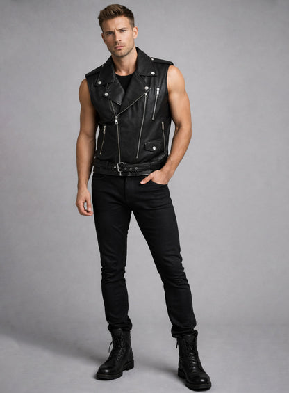 Leather Biker Vest # 342