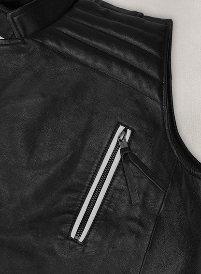 Leather Biker Vest # 345 - LeatherCult