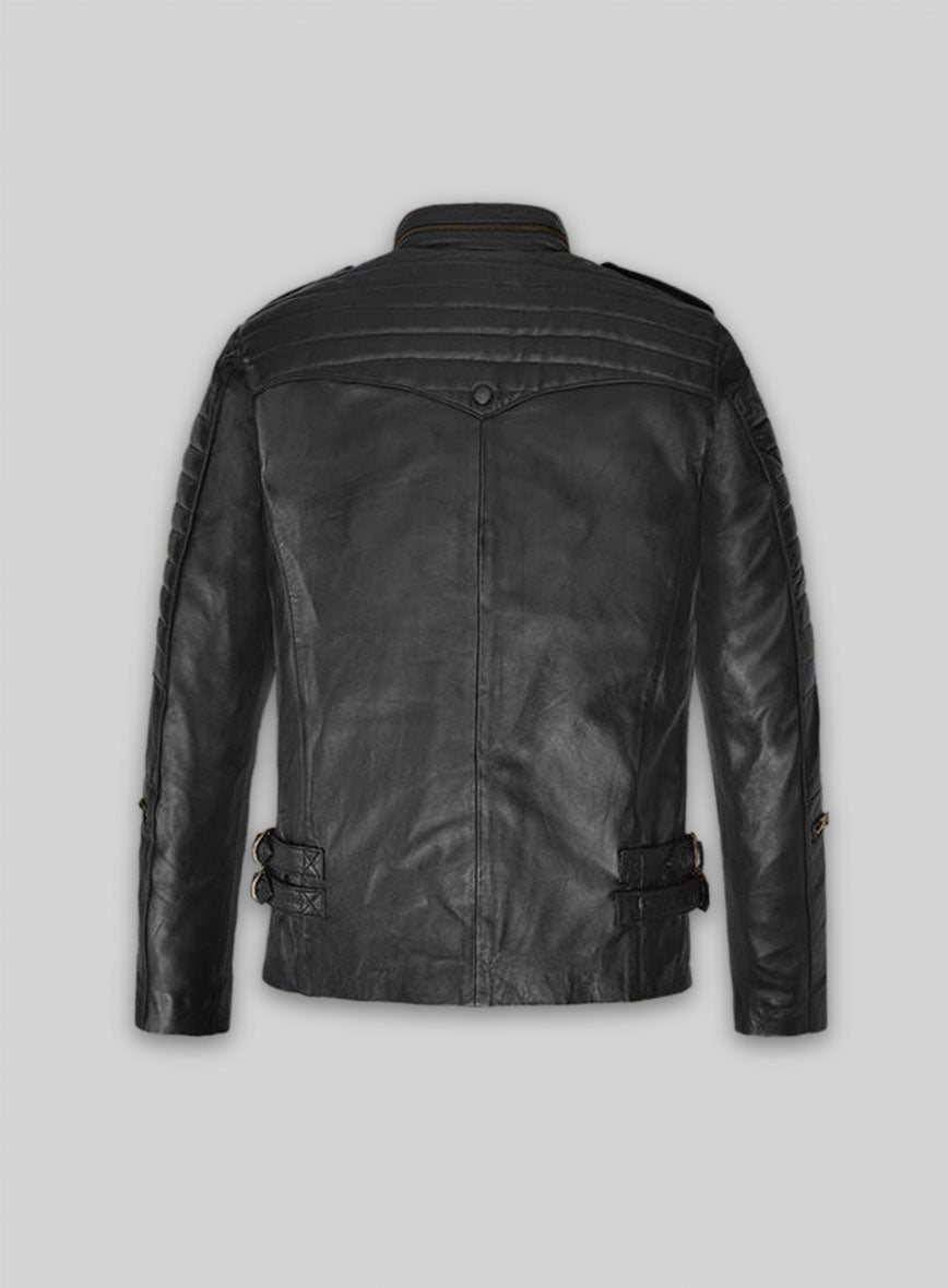 Thick Black Leather Jacket # 641