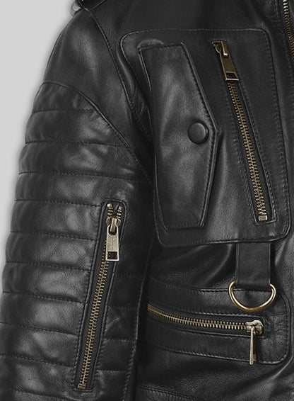 Thick Black Leather Jacket # 641