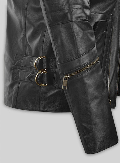 Thick Black Leather Jacket # 641