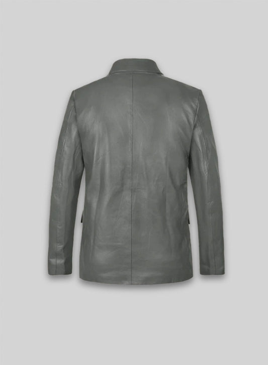 Gray Leather Jacket # 611