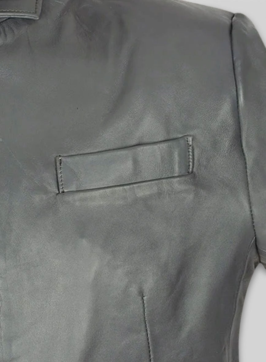 Gray Leather Jacket # 611