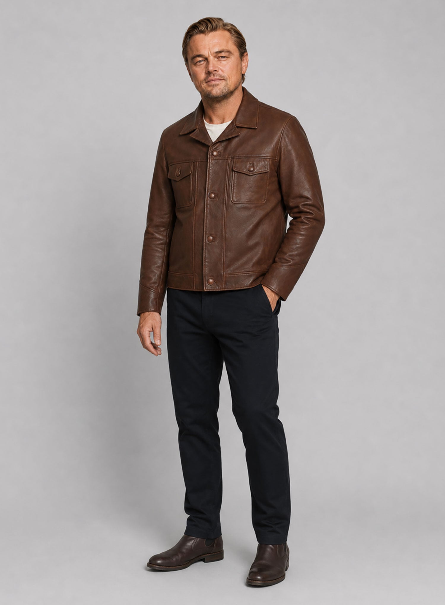 Men’s Leonardo DiCaprio Once Upon a Time in Hollywood Leather Jacket by LeatherCult