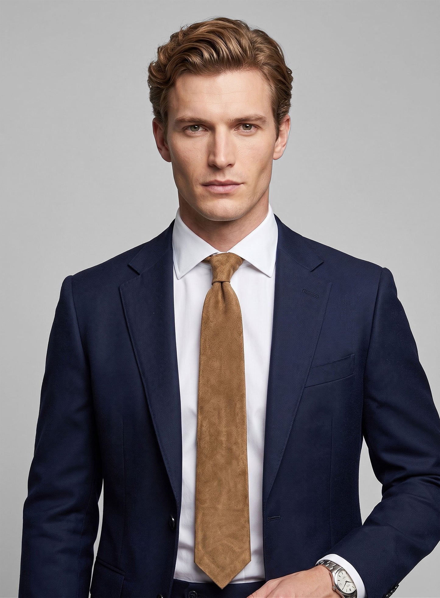 Light Brown Suede Leather Tie