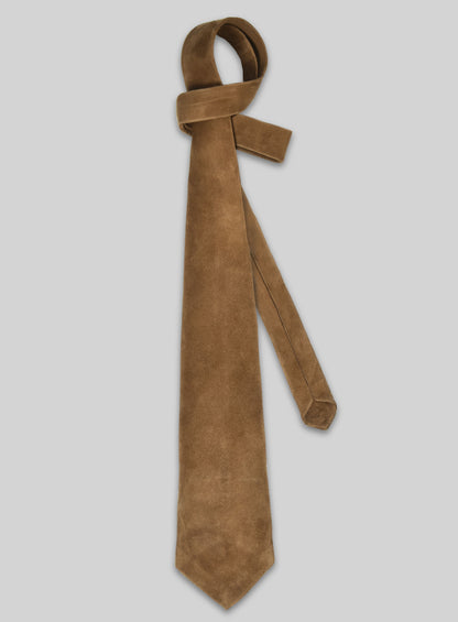 Light Brown Suede Leather Tie
