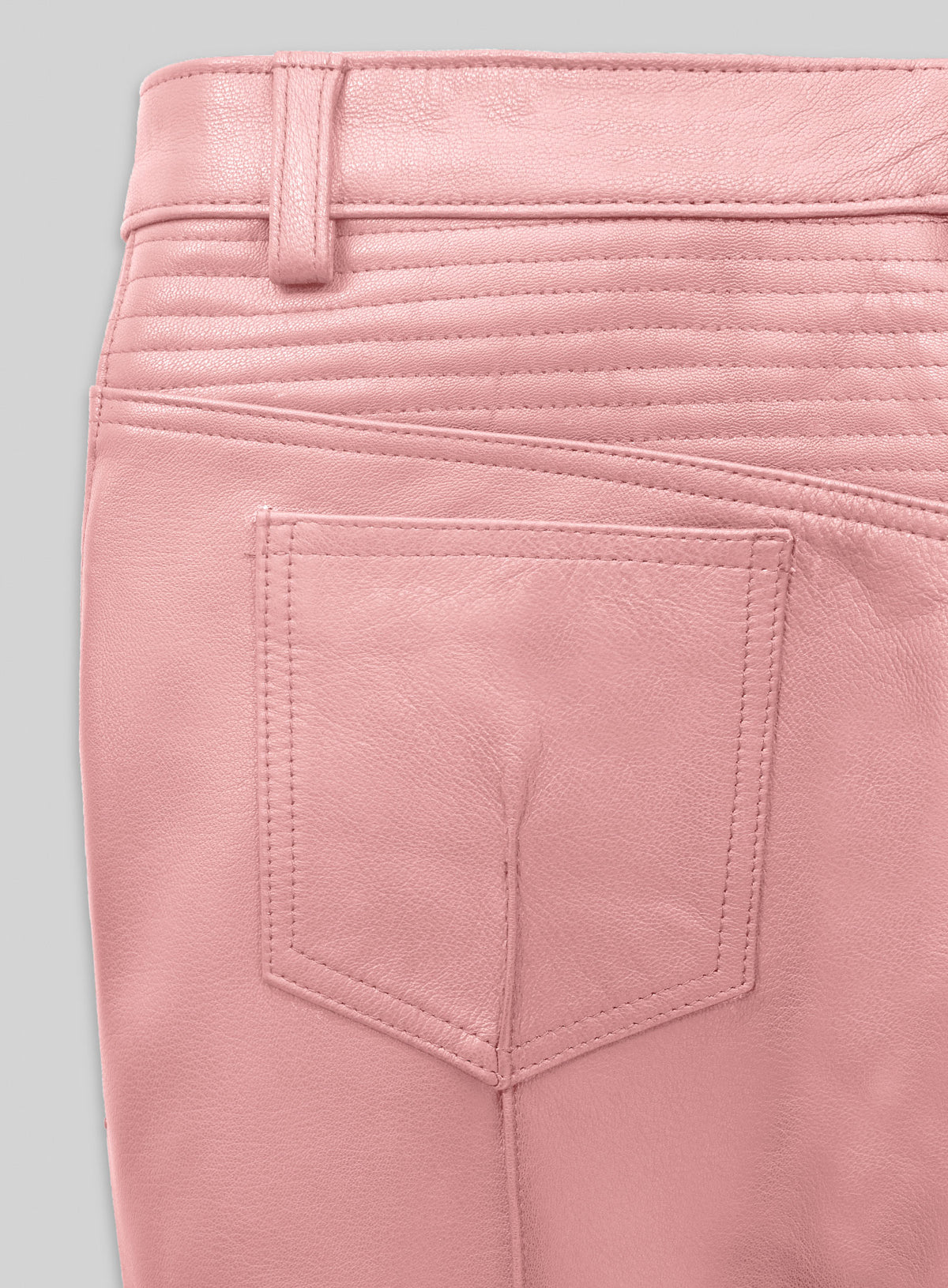 Light Pink Leather  Biker Jeans - Style #1