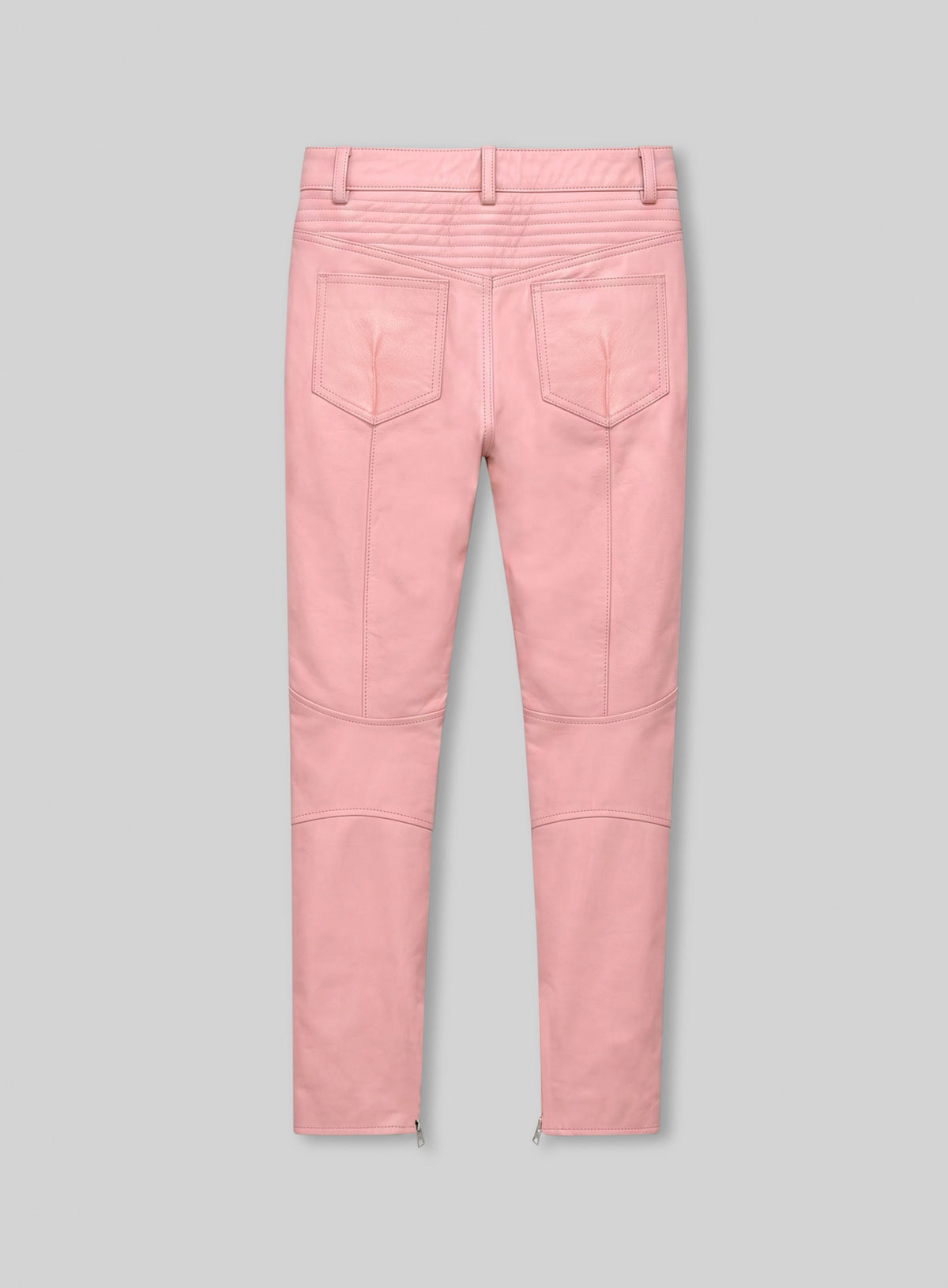 Light Pink Leather  Biker Jeans - Style #1