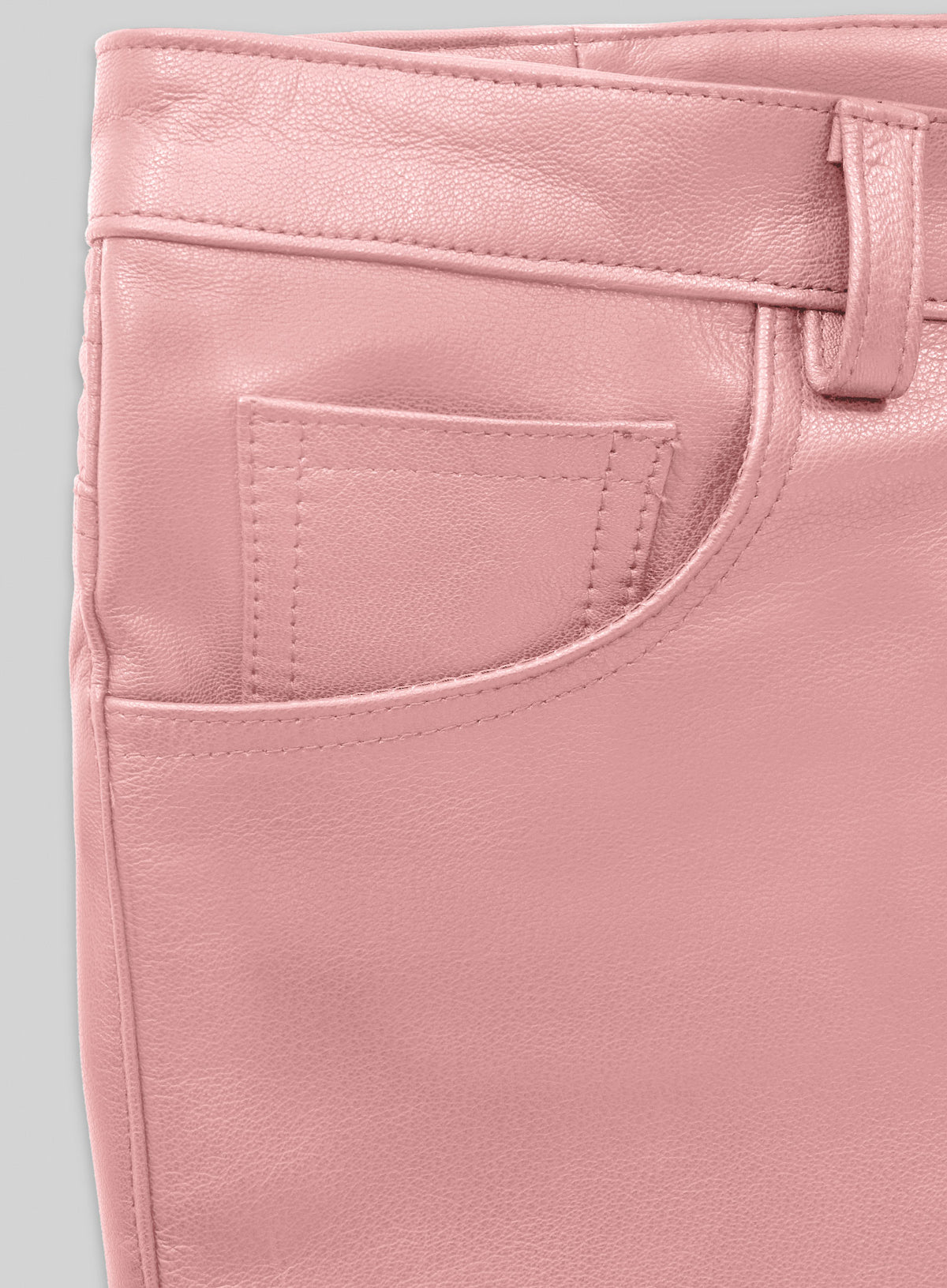 Light Pink Leather  Biker Jeans - Style #1