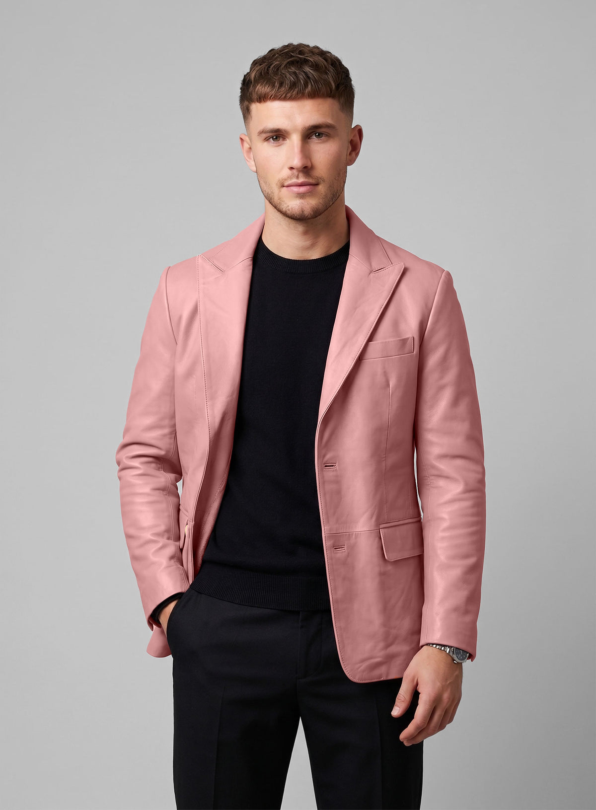 Light Pink Leather Blazer