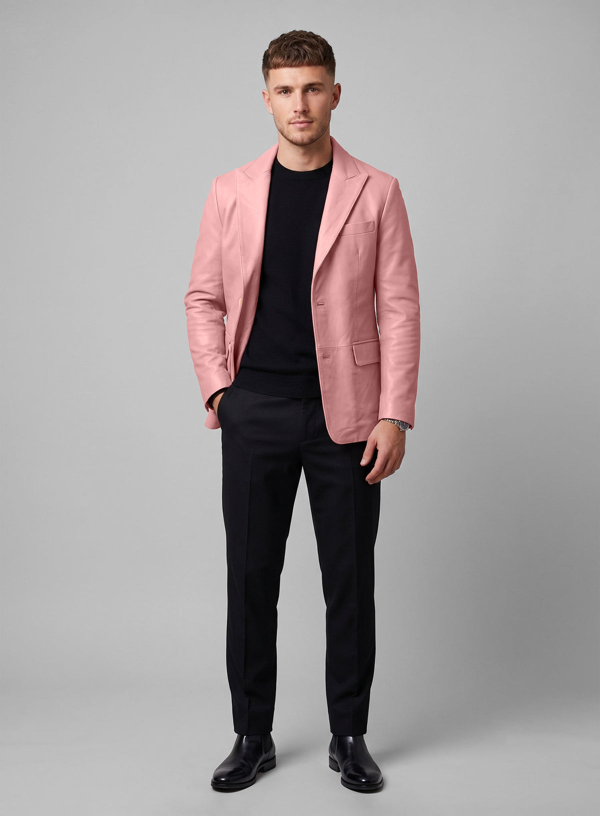 Light Pink Leather Blazer