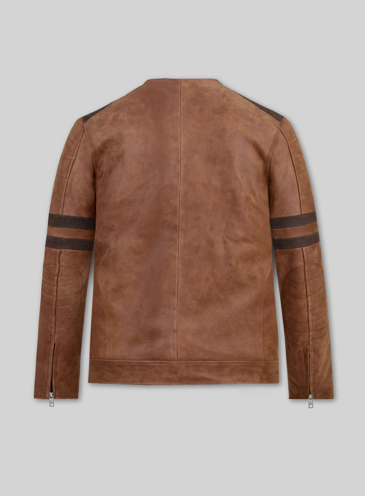 Light Vintage Tan Hide Leather Fighter T-Shirt Jacket