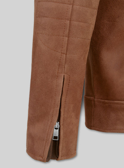 Light Vintage Tan Hide Leather Fighter T-Shirt Jacket