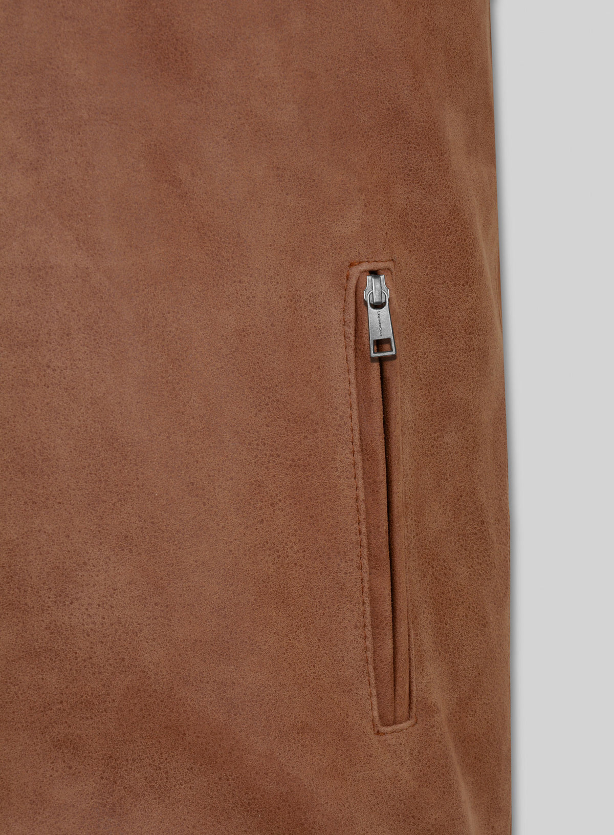 Light Vintage Tan Hide Leather Fighter T-Shirt Jacket