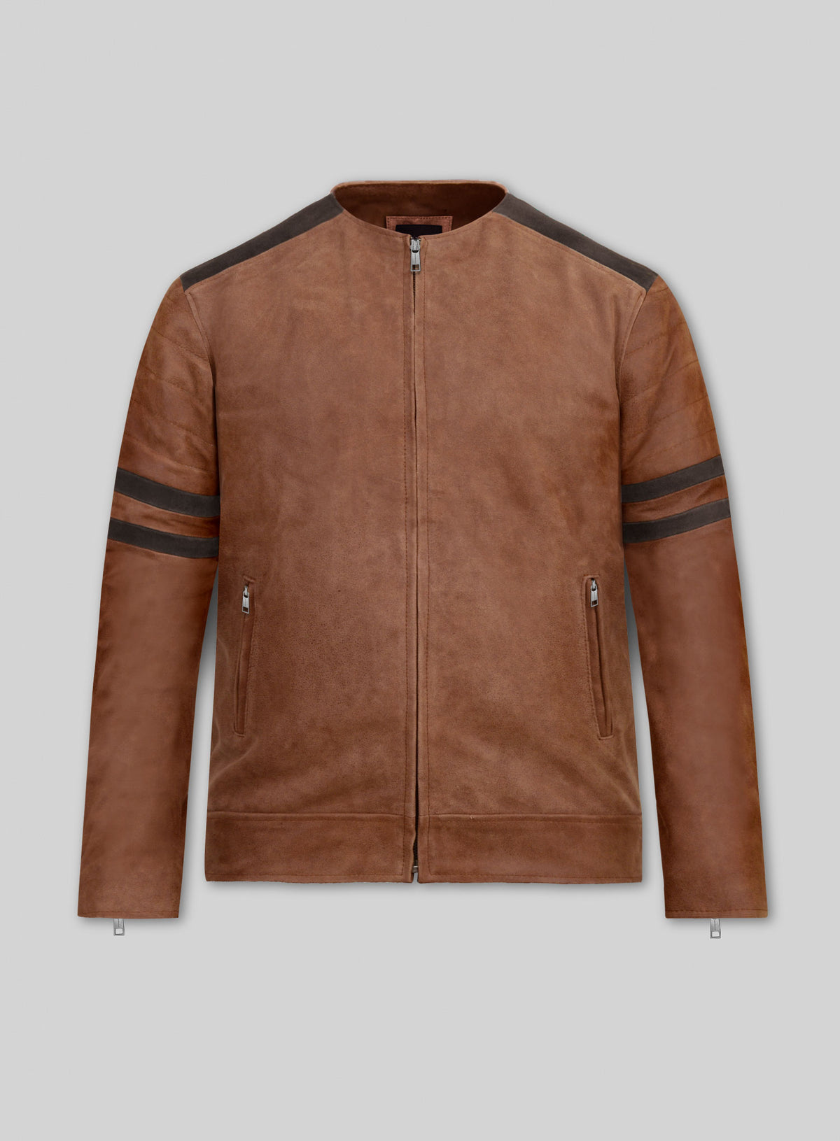 Light Vintage Tan Hide Leather Fighter T-Shirt Jacket