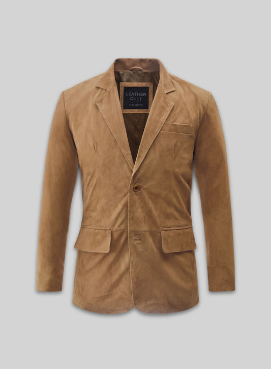 Light Brown Suede Leather Blazer