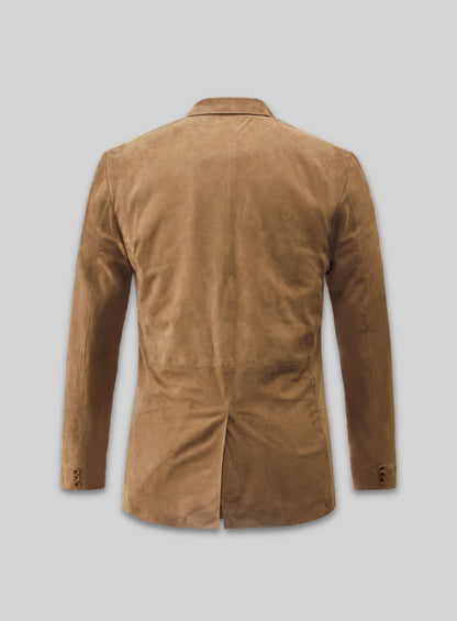 Light Brown Suede Leather Blazer