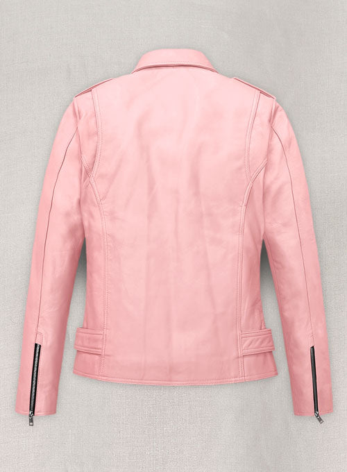 Light Pink Jessica Alba Leather Jacket - LeatherCult