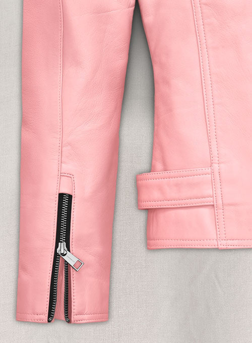 Light Pink Jessica Alba Leather Jacket - LeatherCult