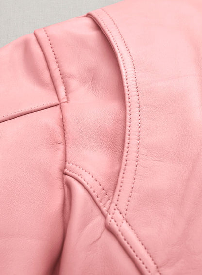 Light Pink Jessica Alba Leather Jacket - LeatherCult