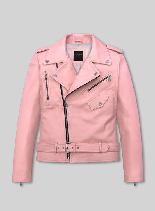 Light Pink Jessica Alba Leather Jacket