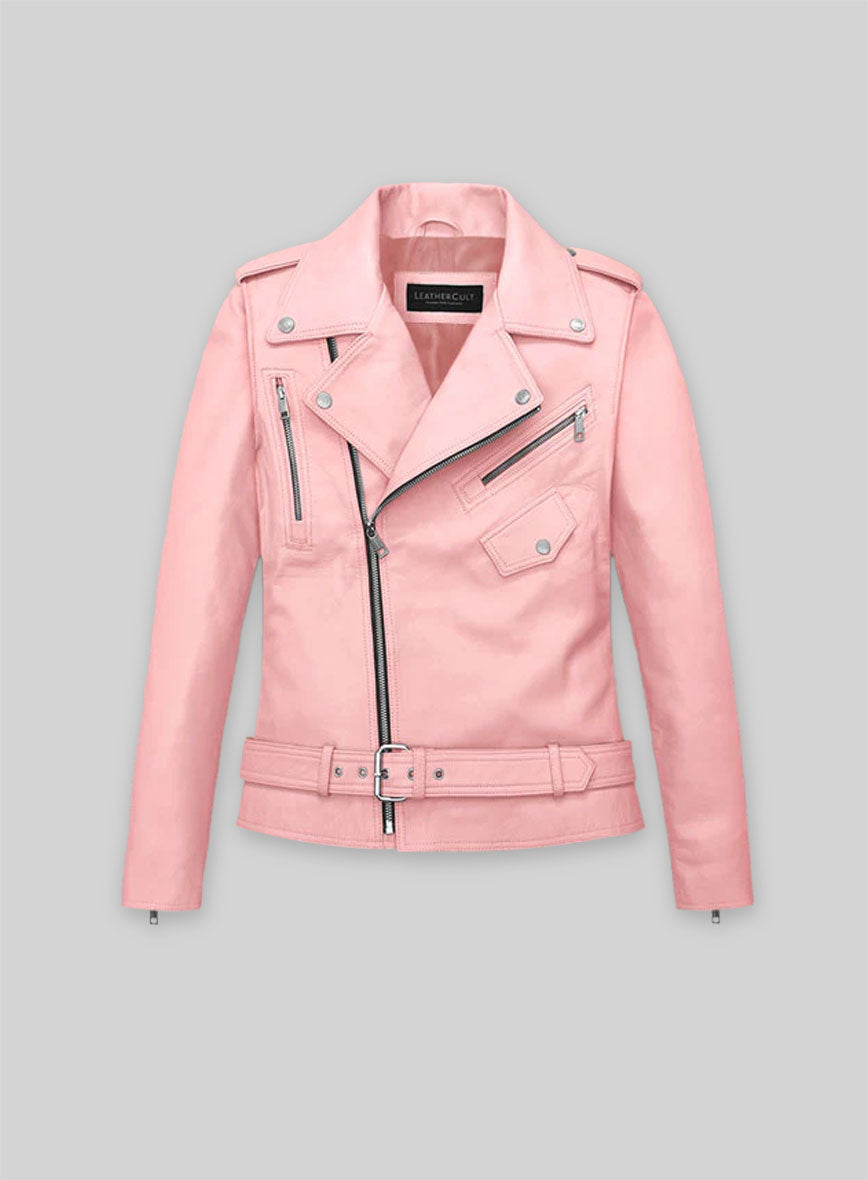 Light Pink Jessica Alba Leather Jacket