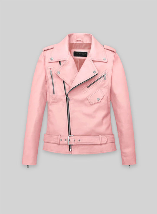 Light Pink Jessica Alba Leather Jacket