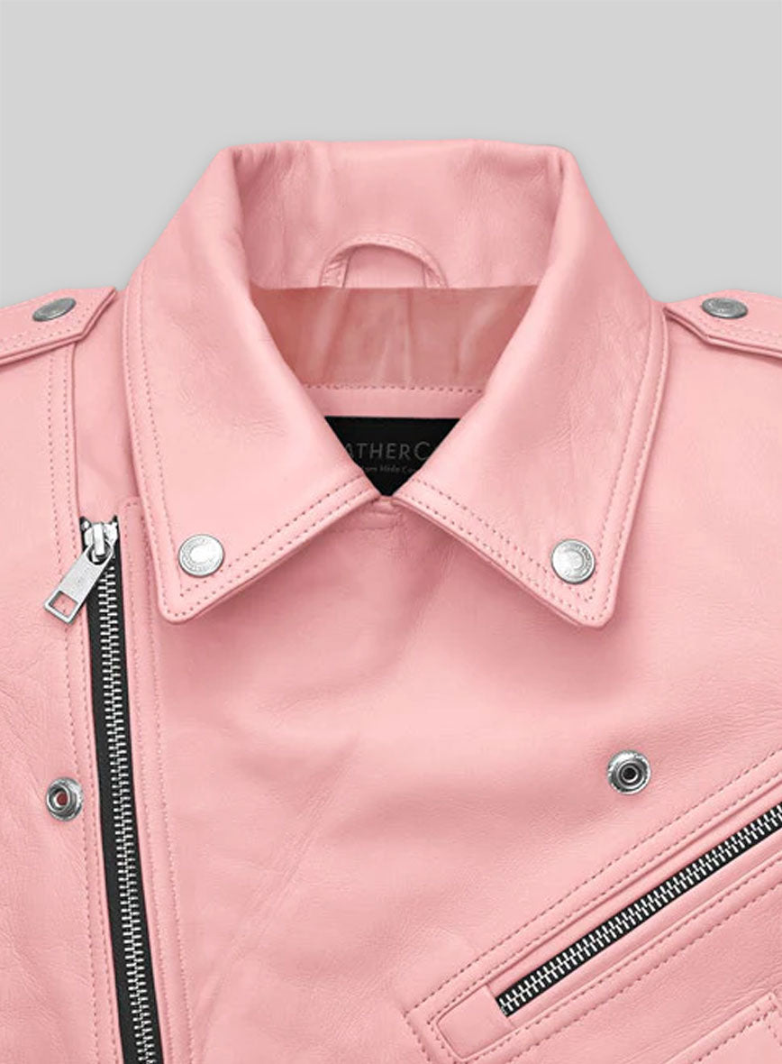 Light Pink Jessica Alba Leather Jacket