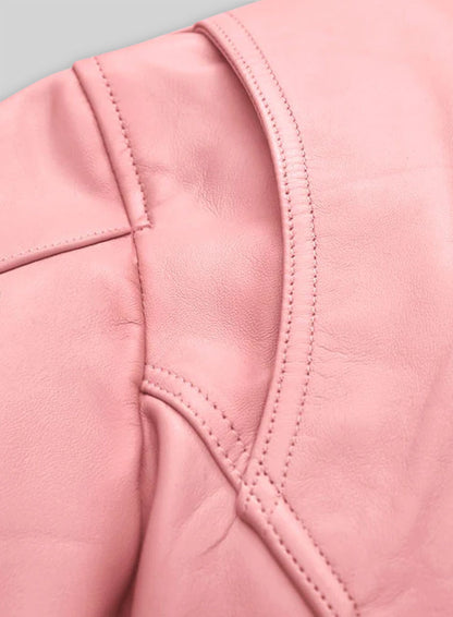 Light Pink Jessica Alba Leather Jacket