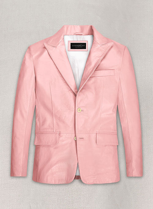 Light Pink Leather Blazer - LeatherCult