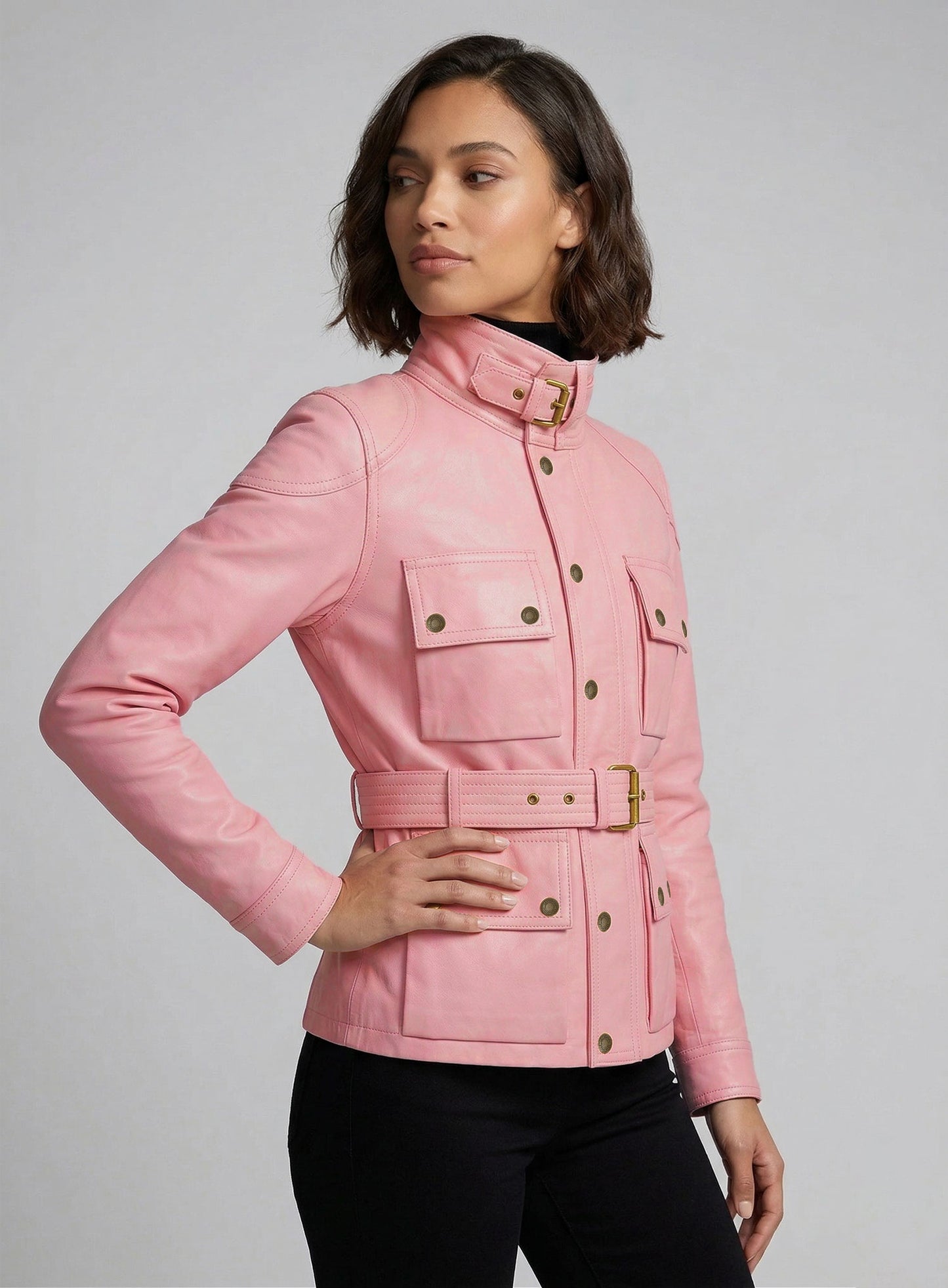 Light Pink Leather Jacket # 286