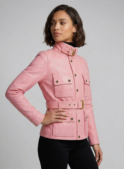 Light Pink Leather Jacket # 286