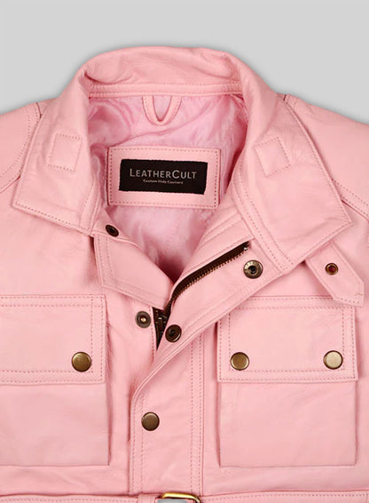 Light Pink Leather Jacket # 286