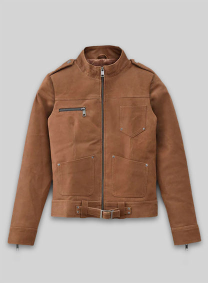 Light Vintage Tan Hide Jennifer Morrison Leather Jacket #2