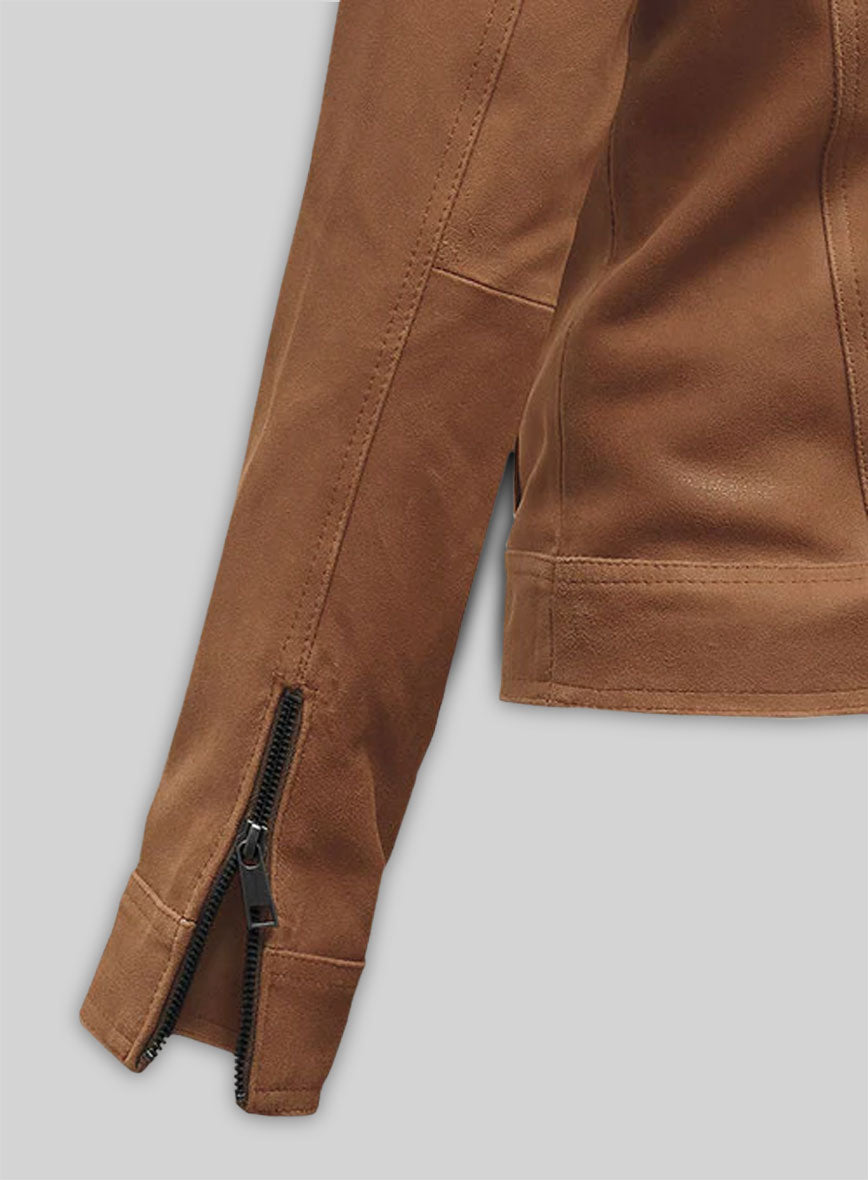 Light Vintage Tan Hide Jennifer Morrison Leather Jacket #2