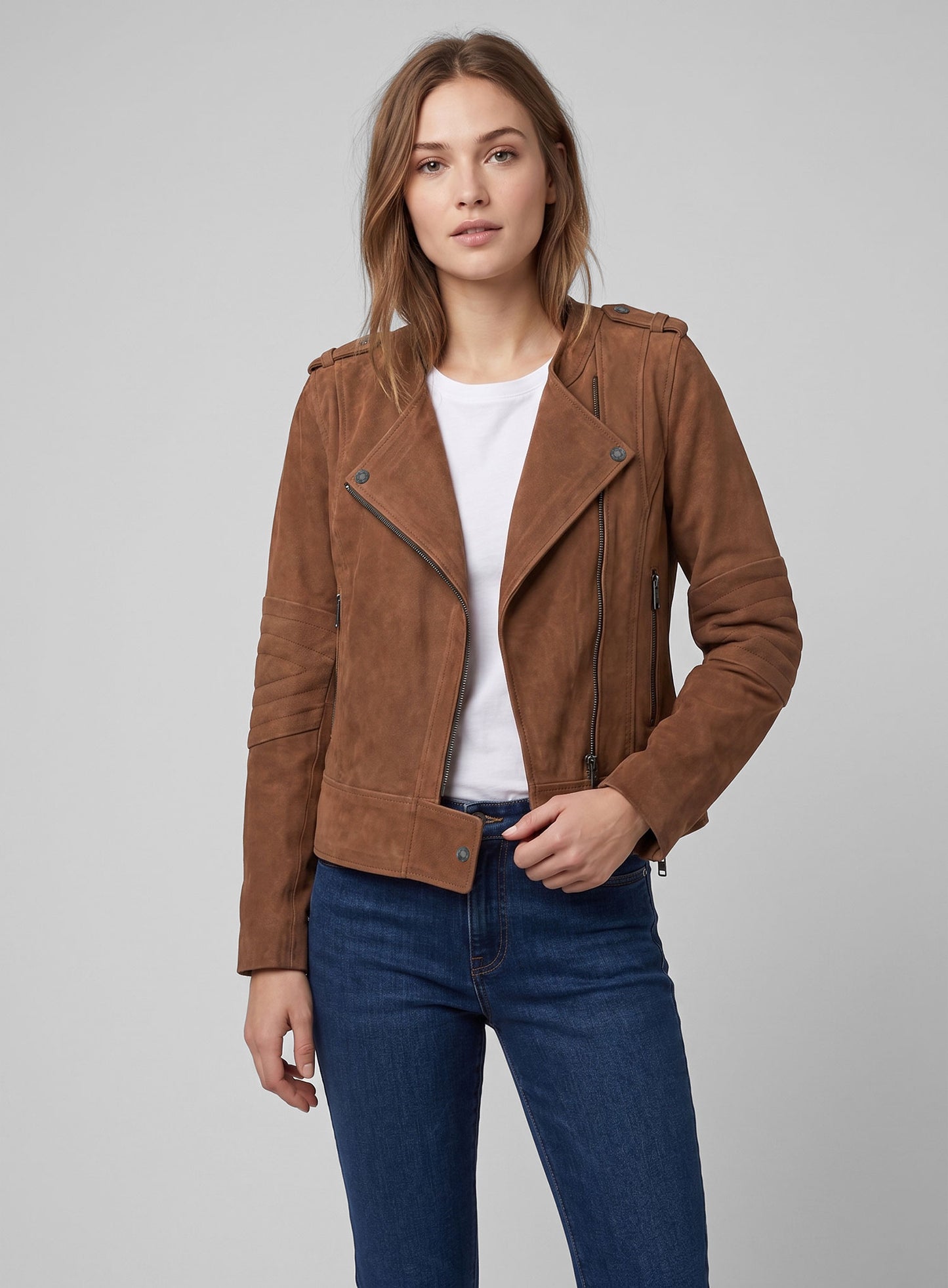 Light Vintage Tan Hide Leather Jacket # 220