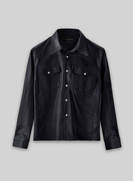 Light Weight Unlined Deep Blue Leather Shirt