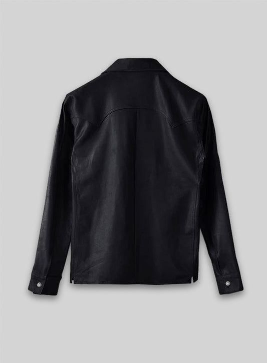 Light Weight Unlined Deep Blue Leather Shirt