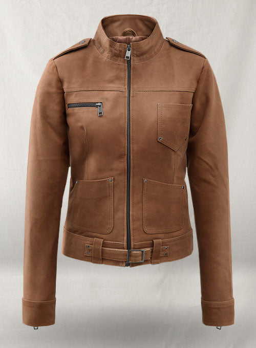 Light Vintage Tan Hide Jennifer Morrison Leather Jacket #2 - LeatherCult