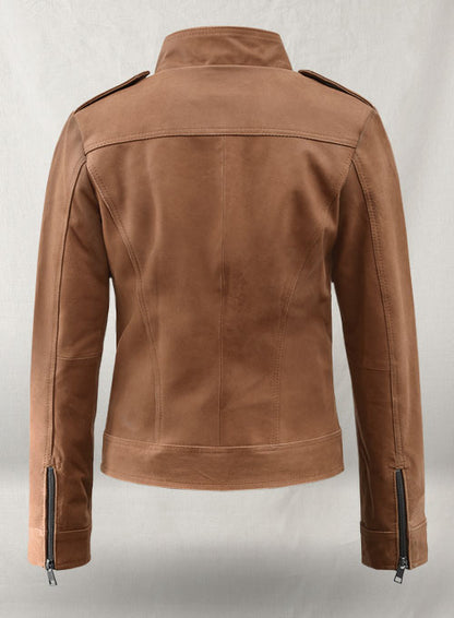 Light Vintage Tan Hide Jennifer Morrison Leather Jacket #2 - LeatherCult