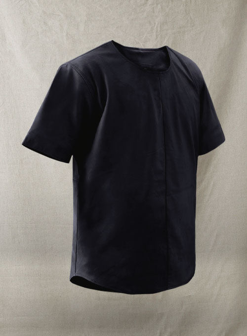 Light Weight Unlined Deep Blue Leather T-shirt - LeatherCult