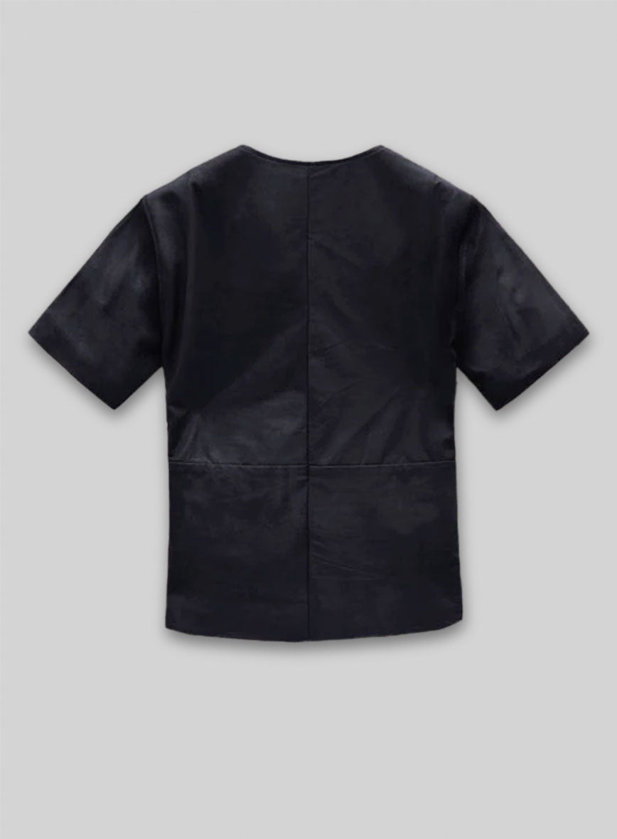 Light Weight Unlined Deep Blue Leather T-shirt