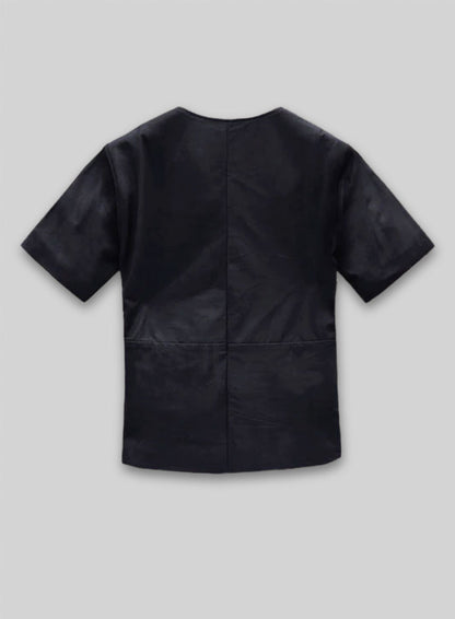 Light Weight Unlined Deep Blue Leather T-shirt