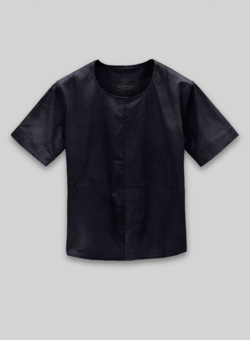Light Weight Unlined Deep Blue Leather T-shirt