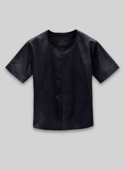 Light Weight Unlined Deep Blue Leather T-shirt