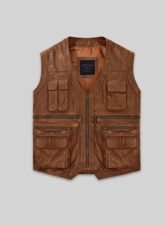 Log Cabin Brown Chris Pratt Jurassic World Leather Vest Wash&Wax