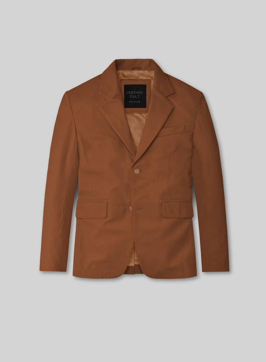 Log Cabin Brown Leather Blazer